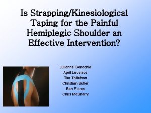 Is StrappingKinesiological Taping for the Painful Hemiplegic Shoulder