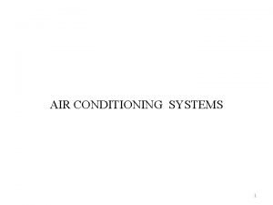 AIR CONDITIONING SYSTEMS 1 All Air Systems An