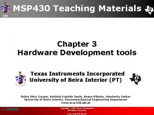 MSP 430 Teaching Materials UBI Chapter 3 Hardware
