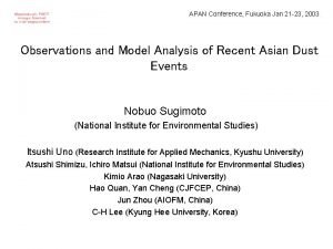 APAN Conference Fukuoka Jan 21 23 2003 Observations