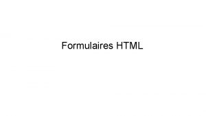 Formulaire html