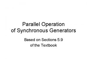 Parallel operation of generators