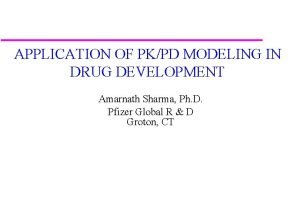 APPLICATION OF PKPD MODELING IN DRUG DEVELOPMENT Amarnath