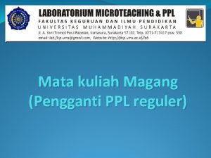 Mata kuliah Magang Pengganti PPL reguler Level Magang