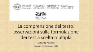 La comprensione del testo osservazioni sulla formulazione dei