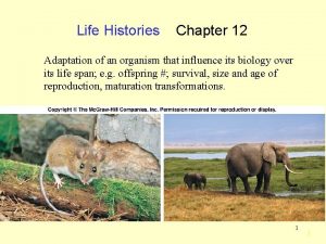 Life Histories Chapter 12 Adaptation of an organism
