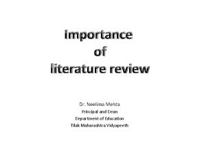 Importance of good literature review