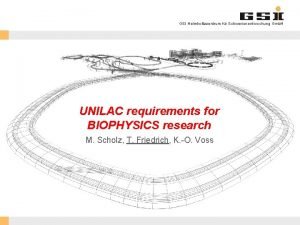 GSI Helmholtzzentrum fr Schwerionenforschung Gmb H UNILAC requirements