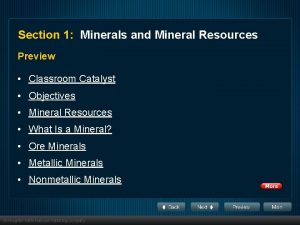 Mining and Mineral Resources Section 1 Minerals and