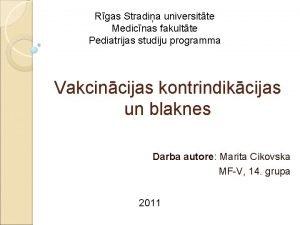 Rgas Stradia universitte Medicnas fakultte Pediatrijas studiju programma