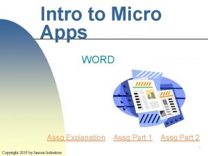 Intro to Micro Apps WORD Assg Explanation Assg