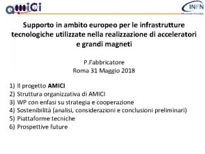 Supporto in ambito europeo per le infrastrutture tecnologiche