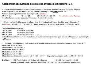 Additionner et soustraire des dizaines entires un nombre