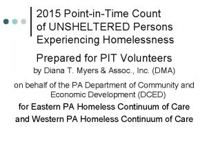 2015 PointinTime Count of UNSHELTERED Persons Experiencing Homelessness
