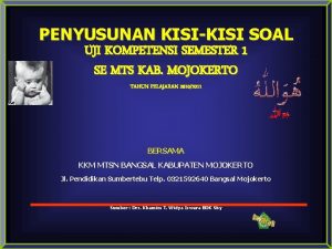 PENYUSUNAN KISIKISI SOAL UJI KOMPETENSI SEMESTER 1 SE