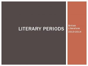 Literary periods timeline