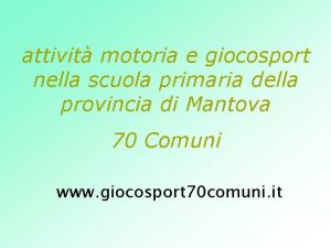 attivit motoria e giocosport nella scuola primaria della