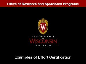 Office of Research and Sponsored Programs Examples of