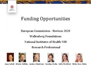 Funding Opportunities European Commission Horizon 2020 Wallenberg Foundations