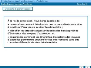 valuation et analyse des moyens dexistence valuation des