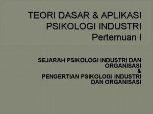 Sejarah psikologi industri