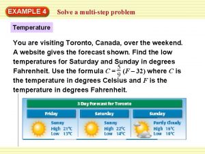 EXAMPLE 4 Solve a multistep problem Temperature You