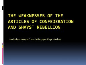 Problems of articles of confederation