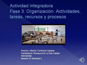Actividad integradora Fase 3 Organizacin Actividades tareas recursos