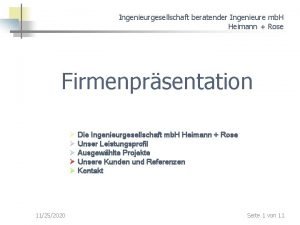 Ingenieurgesellschaft beratender Ingenieure mb H Heimann Rose Firmenprsentation