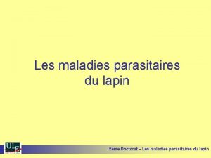 Les maladies parasitaires du lapin 2me Doctorat Les