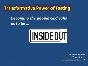 Transformative Power of Fasting Becoming the people God