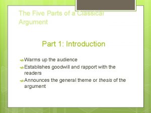 Classical arrangement of argument