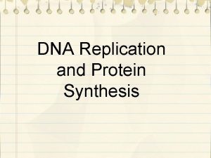 DNA Replication and Protein Synthesis I DNA Deoxyribonucleic