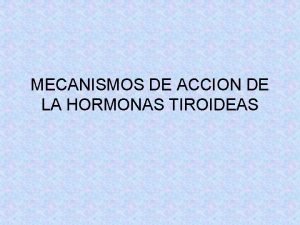 MECANISMOS DE ACCION DE LA HORMONAS TIROIDEAS La