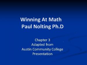 Winning at math paul nolting