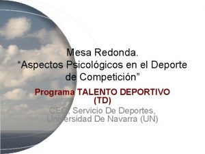 Mesa Redonda Aspectos Psicolgicos en el Deporte de