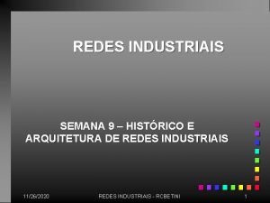 REDES INDUSTRIAIS SEMANA 9 HISTRICO E ARQUITETURA DE