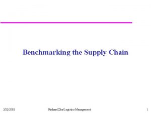 Supplier and distributor benchmarking