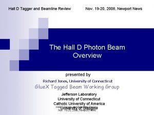 Hall D Tagger and Beamline Review Nov 19