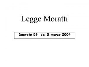 Legge Moratti Decreto 59 del 3 marzo 2004