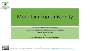 Mountain Top University Department of Philosophy and Religion