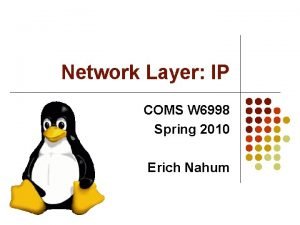 Network Layer IP COMS W 6998 Spring 2010