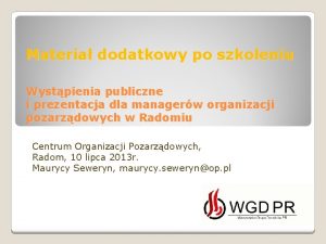 Materia dodatkowy po szkoleniu Wystpienia publiczne i prezentacja