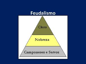 Feudalismo O feudalismo foi um modo de organizao