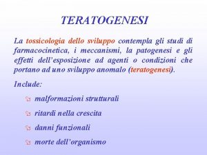 Teratogenesi tossicologia