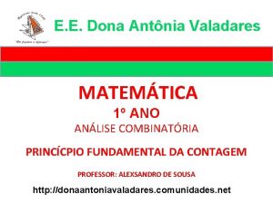 E E Dona Antnia Valadares MATEMTICA 1 ANO