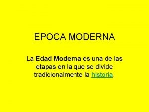 Características de la edad moderna