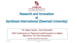 Research and Innovation at Symbiosis International Deemed University
