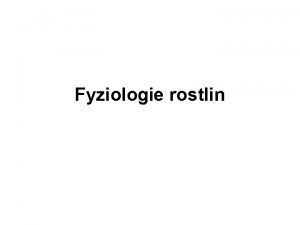 Fyziologie rostlin ivotn funkce rostlin vodn reim pjem