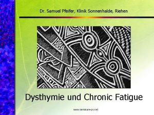 Dr Samuel Pfeifer Klinik Sonnenhalde Riehen Dysthymie und